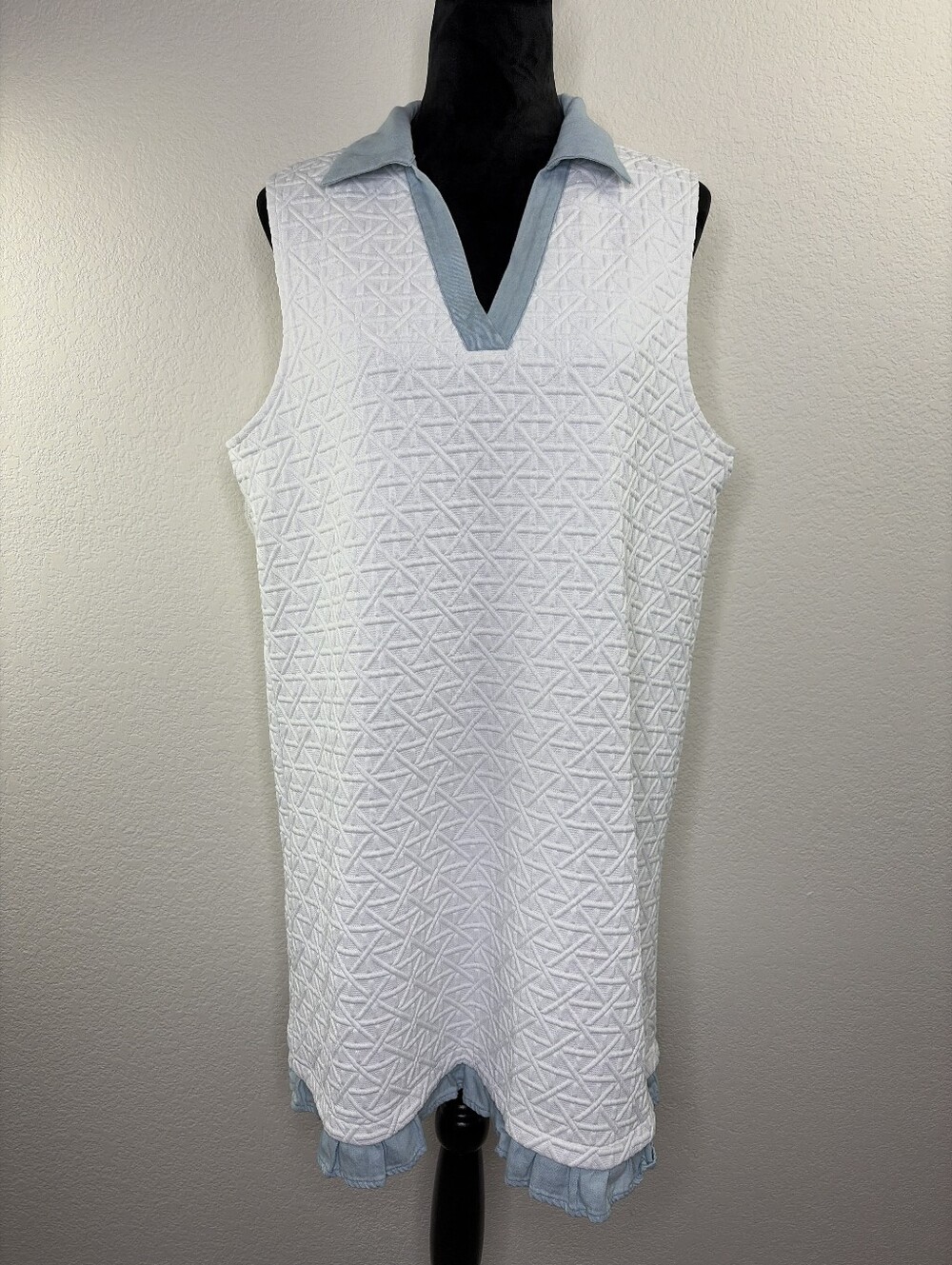 SSYS The Label Heidi white quilted sleeveless Ruffle Trim dress Large - Picture 2 of 14